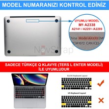 Novstrap Apple Macbook Pro M1 M2 A2338 13 Inç ile Uyumlu Türkçe Q Klavye Slim Siyah Klavye Koruyucu Kılıf