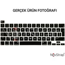 Novstrap Apple Macbook Pro M1 M2 A2338 13 Inç ile Uyumlu Türkçe Q Klavye Slim Siyah Klavye Koruyucu Kılıf