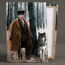 SML Tablo Mustafa Kemal Atatürk Ormanda Asil Kurt Kanvas Tablo