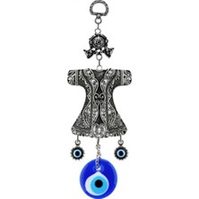 Depposite Cam Nazar Boncuklu Metal Duvar Süsü Kaftan Figürü Kapı Süsü 20X7 cm