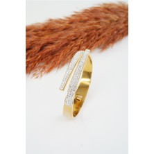 By Zeyna Aksesuar Kadın 316 L Paslanmaz Çelik Anti Alerjenik Zirkon Taşlı Bileklik