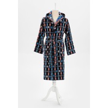 Özdilek Hawai Mosaic Kadife Kapüşonlu Bornoz L Beden