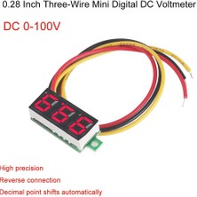 Wozlo 0.28'' Inch Dc 0-100V Mini Digital Voltmetre 3 Kablolu Kırmızı