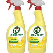 Cif Yüzey Temizleyici Sprey Krem Limon Ultra Yağ Çözücü 750 ml X2