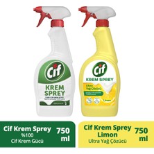 Cif Yüzey Temizleyici  Krem Sprey Limon Ultra Yağ Çözücü 750 Ml+ Krem Sprey 750 ml