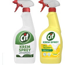 Cif Yüzey Temizleyici  Krem Sprey Limon Ultra Yağ Çözücü 750 Ml+ Krem Sprey 750 ml