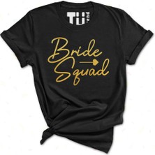 Tüşört Bride Squad Yazılı Bekarlığa Veda Partilerinde Nedimeler Için Tshirt