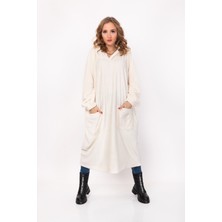 Nur Home Tekstil Ekru Krem Renk Welsoft Giyilebilir Kapşonlu Unisex Battaniye