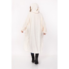 Nur Home Tekstil Ekru Krem Renk Welsoft Giyilebilir Kapşonlu Unisex Battaniye