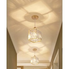 Istanbul Avize Sarkıt Tekli Gold K-15 (Tijsiz Tesisat) Kristal Taşlı Avize