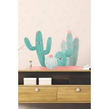 Msticker Sevimli Kaktüsler Duvar Dekorasyon Stickerı, Cam Duvar Dolap Dekorasyon Sticker Kaktüs