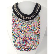 HD Marketim Kolye Gerdanlık Choker Bohem Kolyeler El Yapımı Uzun Püskül Boncuklar Kadın Kolye
