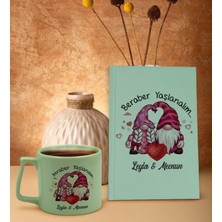 Bk Gift Kişiye Özel Sevgili Isimli Yeşil Sert Kapaklı Defter Ve Middle Kupa Seti, Arkadaşa Hediye, Yeni Iş Hediyesi, Doğum Günü Hediyesi-3