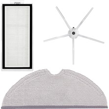 Mija Roborock Q7 Max + T8 Uyumlu 3 Parça Yedek Filtre Fırça Seti Beyaz