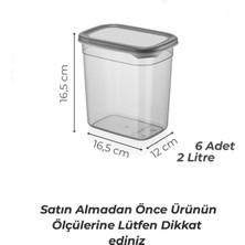 Kitchen Life 6'lı Antrasit Moly Dikdörtgen Saklama Kabı Seti 2000 ml - Çoklu Set Yapılabilen Set Erzak