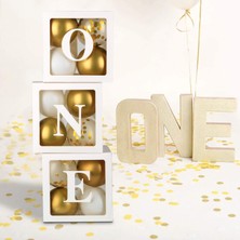 Bi Dolu Mutluluk One Yazılı Beyaz Renkli Şeffaf Kutu 25 cm 1 Adet Parti Malzemesi