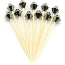 20LI Altıgen Şeklinde Boncuk Kokteyl ve Sunum Kürdanı Metalik 7 cm