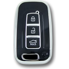 Babikamium Hyundai 10-13 IX35 Tucson Smart 3 Buton Siyah-Gümüş Oto Anahtar Kumanda Kabı Kılıfı Oto Anahtarlık