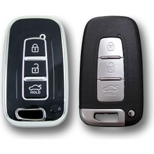 Babikamium Hyundai 10-13 IX35 Tucson Smart 3 Buton Siyah-Gümüş Oto Anahtar Kumanda Kabı Kılıfı Oto Anahtarlık