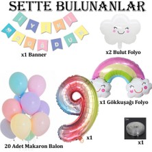 Patladı Gitti Gökkuşağı Bulut Konsepti Doğum Günü Parti Kutlama Seti