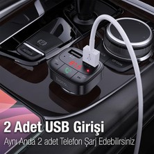 Coofbe Bluetooth V5.0 LED Ekranlı Fm Transmitter Araç Kiti, 2x USB 1x Micro Sd Girişli Fm Transmitter