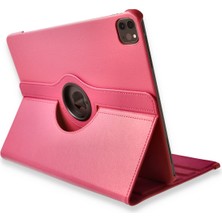 Happycase iPad Pro 12.9 (2021) Kılıf 360 Tablet Dönerli  Kılıf - Pembe