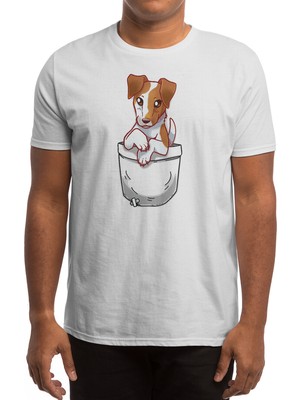 Fizello Pocket Smooth Fox Terrier Dog Beyaz Spor Tişört