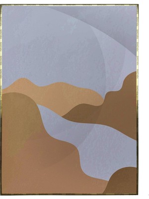 SHOP365 Güneş Ay ve Dağ Manzara Modern Sulu Boya Efektli Poster P-002481