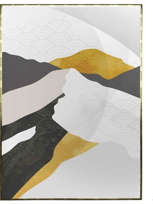 SHOP365 Dağlar Altın Gold Gri Siyah Renkli Modern Dekoratif Poster P-002961