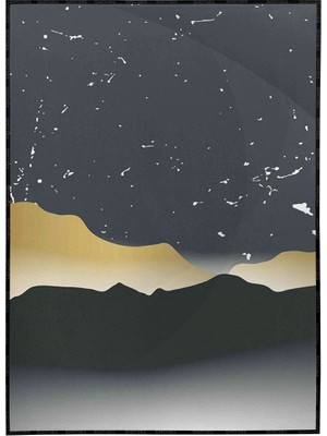 SHOP365 Dağ Ay Çizim Modern Poster P-002355