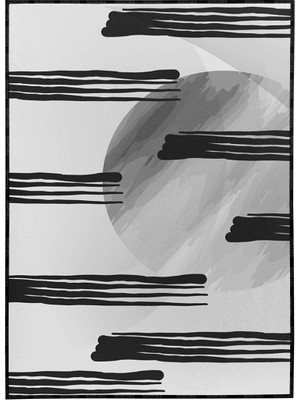 SHOP365 Ay ve Çizgiler Siyah Beyaz Gri Renkler Modern Poster P-003057