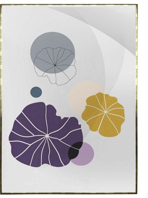 SHOP365 Yapraklar ve Şekiller Karışık Renkler Modern Poster P-003496