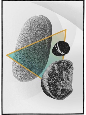 SHOP365 Taşlar Gri Mavi Renkler Modern Poster P-003177