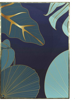 SHOP365 Tropikal Yapraklar Mavi Turkuaz Renkler Modern Poster P-000832