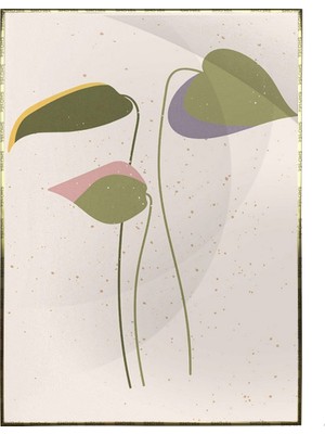 SHOP365 Yapraklar ve Dallar Pastel Renkler Modern Poster P-001773