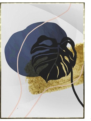 SHOP365 Yapraklar ve Şekiller Altın Gold ve Karışık Renkler Modern Poster P-003138