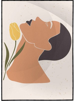 SHOP365 Kadın ve Çiçekler Pastel Renkler Modern Poster P-002879