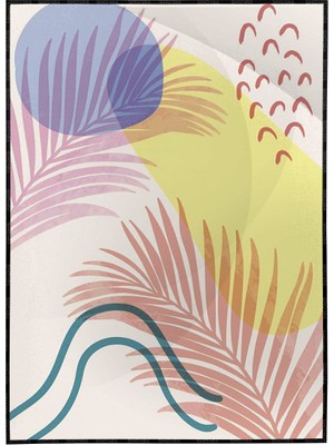 SHOP365 Palmiye Yaprakları ve Şekiller Açık Tonlar Modern Poster P-003821
