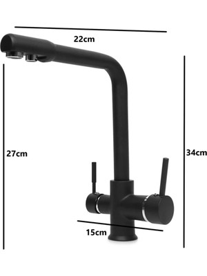 Lupobianco Çift Çıkışlı Arıtmalı Mutfak Bataryası  5 Yıl Garantili Siyah