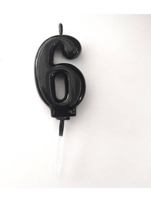 Kidspartim 6 Yaş Siyah Rakam Mum