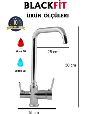 Blackfit L Borulu Mutfak Eviye Bataryası Arıtma Bataryası Arıtmalı Musluk