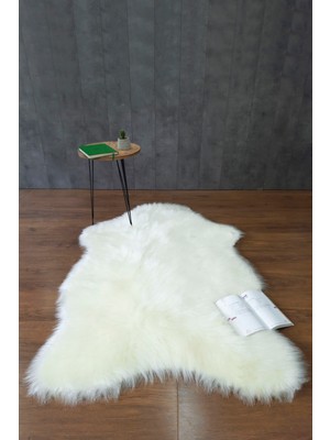 Kürk Halı Ayı 60X90 Krem Puf Peluş Post Tüylü Dekoratif Puffy Kaymaz Yumuşak Shaggy Yolluk