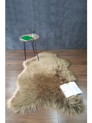 Kürk Halı Ayı 60X90 Kahve Puf Peluş Post Tüylü Dekoratif Puffy Kaymaz Yumuşak Shaggy Yolluk