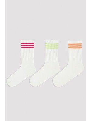 Penti Renkli Çizgili 3lü Soket Çorap