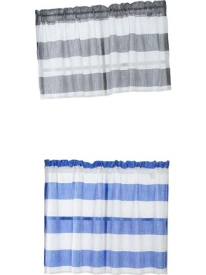 Sunhui Pencere Çizgili Kısa Valance Çubuk Cep Perdeleri Mutfak - Gri 137 x 76 cm (Yurt Dışından)