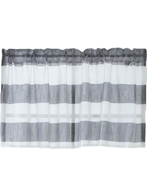 Sunhui Pencere Çizgili Kısa Valance Çubuk Cep Perdeleri Mutfak - Gri 137 x 76 cm (Yurt Dışından)