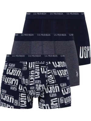 U.S. Polo Assn. Erkek Lacivert - Lacivert Melanj 3'lü Boxer