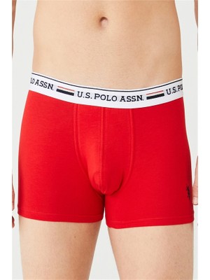 U.S. Polo Assn. Erkek Kırmızı - Gri Melanj - Lacivert 3'lü Boxer 80431