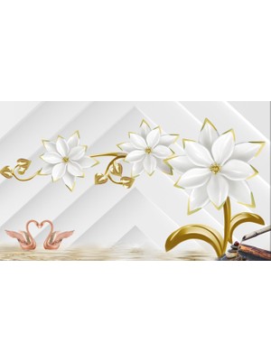 Umut Gergi Tavan Çiçek Temalı Tek Parça Duvar Kağıdı