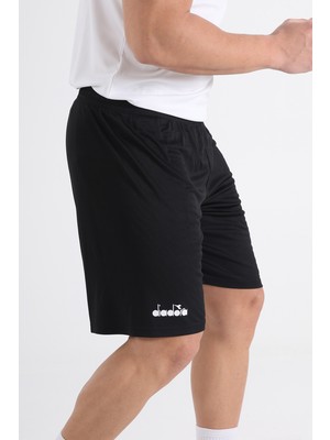 Diadora Düz  Siyah Antrenman - Spor Şort - Ddant-Sort